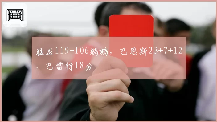 猛龙119-106鹈鹕，巴恩斯23+7+12，巴雷特18分